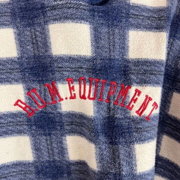 Vintage B.U.M Equipment Plaid Hoodie Blue Unisex Size L 90s Grunge Style - Picture 4 of 6